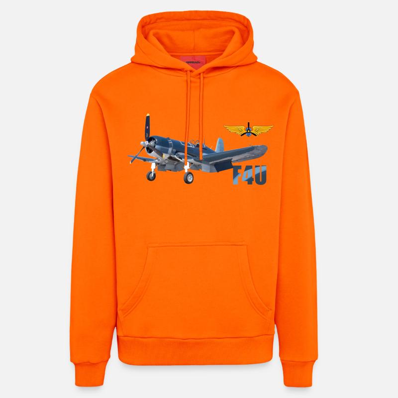 F4U Corsair - Sweat à capuche bio décontracté fabriqué en UE - SUNSET ORANGE