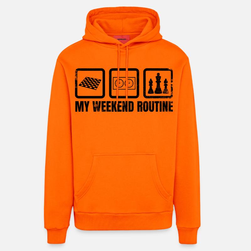 Ma routine du week-end - Sweat à capuche bio décontracté fabriqué en UE - SUNSET ORANGE