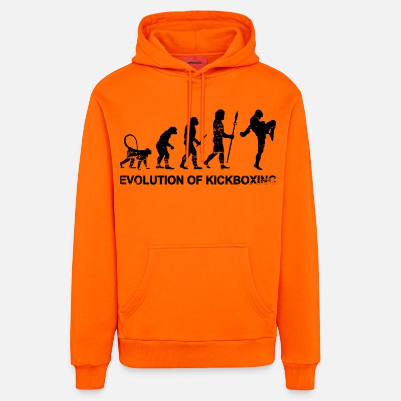 Évolution du kickboxing - Sweat à capuche bio décontracté fabriqué en UE - SUNSET ORANGE
