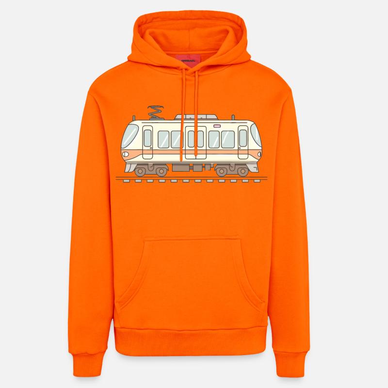 Look de bande dessinée ferroviaire - Sweat à capuche bio décontracté fabriqué en UE - SUNSET ORANGE