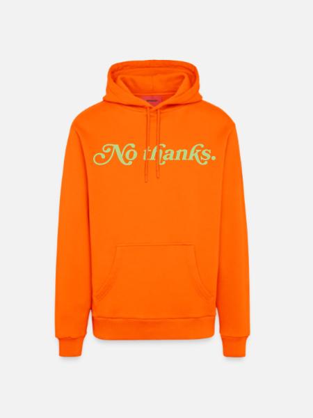 No thanks – Minimalistisches Statement - Organic Relaxed Hoodie Made in EU - SUNSET ORANGE