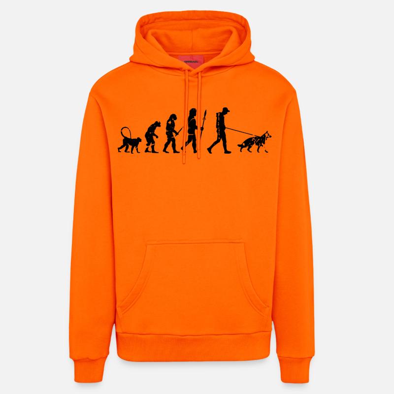 Evolution du berger allemand - Sweat à capuche bio décontracté fabriqué en UE - SUNSET ORANGE