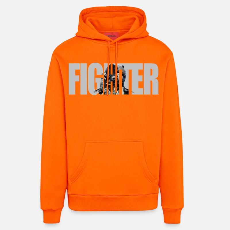 Combattant - Sweat à capuche bio décontracté fabriqué en UE - SUNSET ORANGE