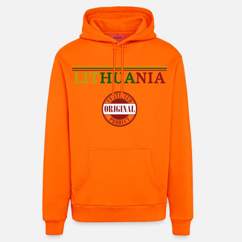 Fierté lituanienne, j’adore la Lituanie - Sweat à capuche bio décontracté fabriqué en UE - SUNSET ORANGE