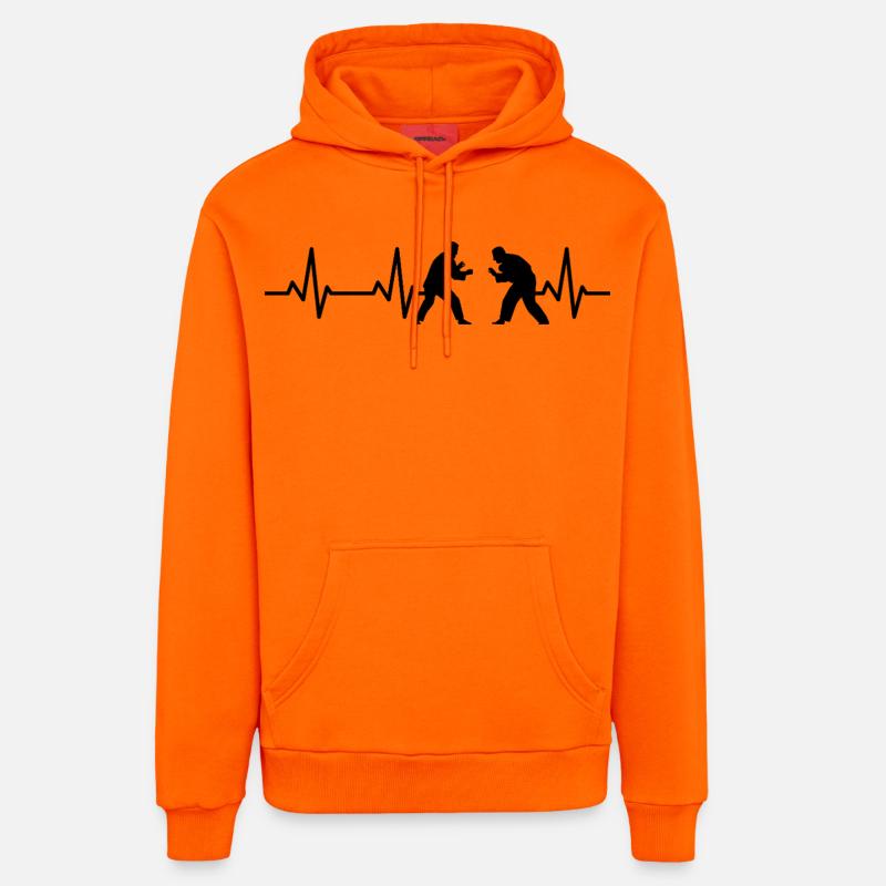 Battement de cœur d’un judoka - Sweat à capuche bio décontracté fabriqué en UE - SUNSET ORANGE
