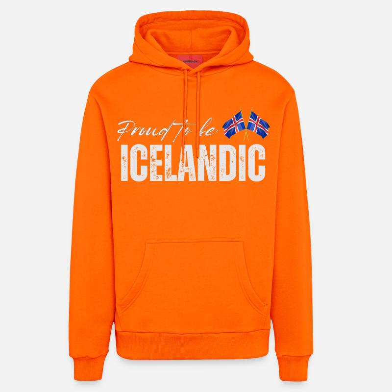 Fière d’Islandaise, j’adore l’Islande - Sweat à capuche bio décontracté fabriqué en UE - SUNSET ORANGE