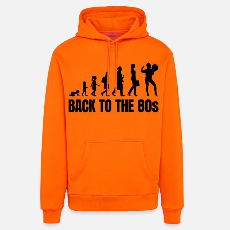 Évolution des années 80 - Sweat à capuche bio décontracté fabriqué en UE - SUNSET ORANGE