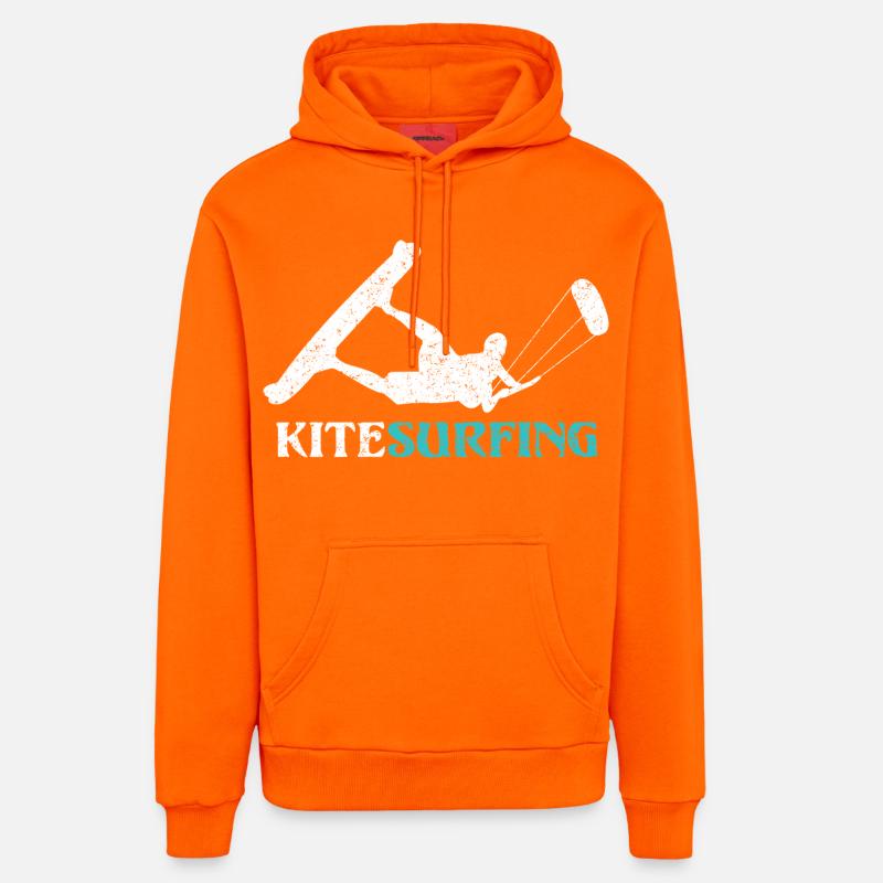 Ride the Wind – Kitesurf Style - Sweat à capuche bio décontracté fabriqué en UE - SUNSET ORANGE