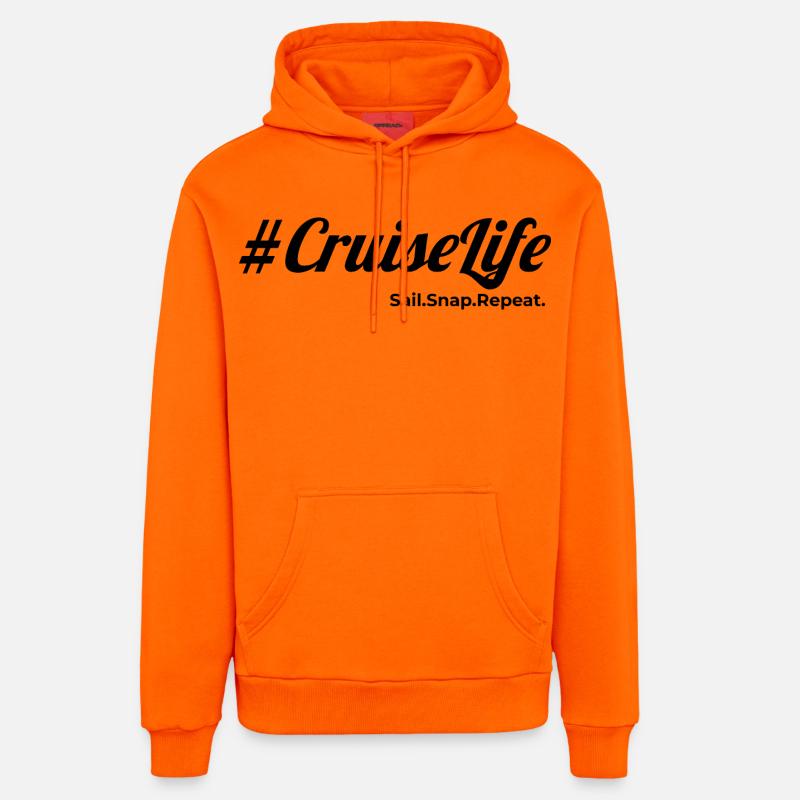 #CruiseLife - Sweat à capuche bio décontracté fabriqué en UE - SUNSET ORANGE