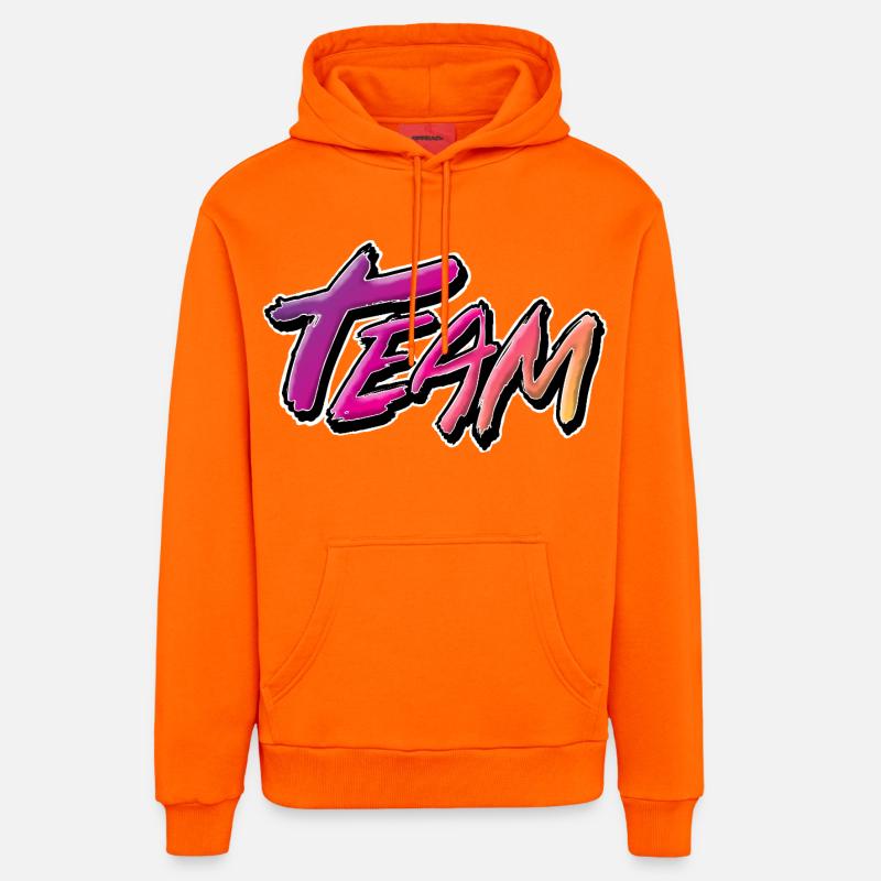 Équipe - Sweat à capuche bio décontracté fabriqué en UE - SUNSET ORANGE