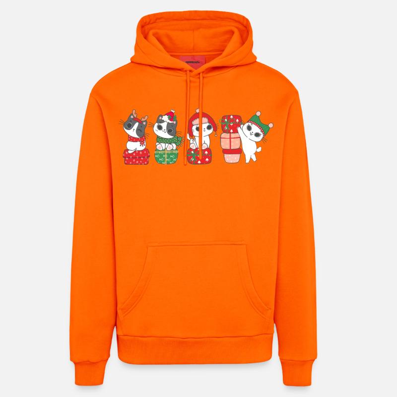 Chat à Noël - Sweat à capuche bio décontracté fabriqué en UE - SUNSET ORANGE