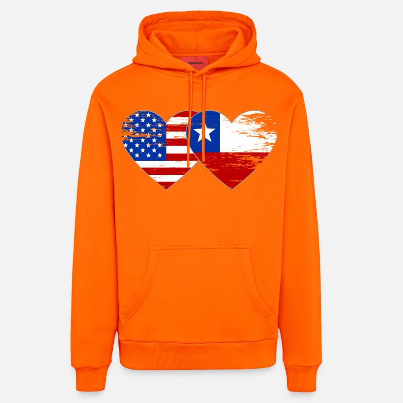 États-Unis Chili Drapeau Coeur - Sweat à capuche bio décontracté fabriqué en UE - SUNSET ORANGE