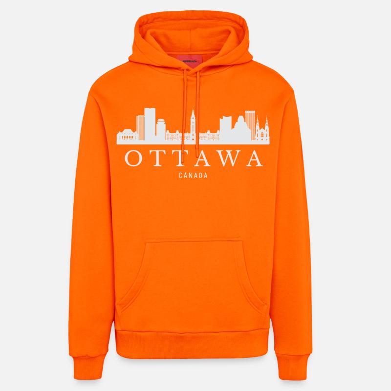 Ottawa Skyline, Ottawa Canada - Sweat à capuche bio décontracté fabriqué en UE - SUNSET ORANGE