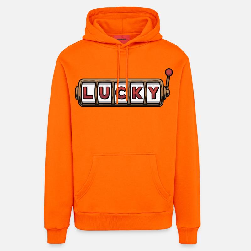 Conception de machine à sous chanceuse - Sweat à capuche bio décontracté fabriqué en UE - SUNSET ORANGE