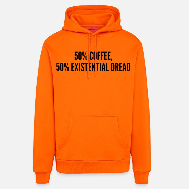 50% coffee 50% existential dread - Sweat à capuche bio décontracté fabriqué en UE - SUNSET ORANGE