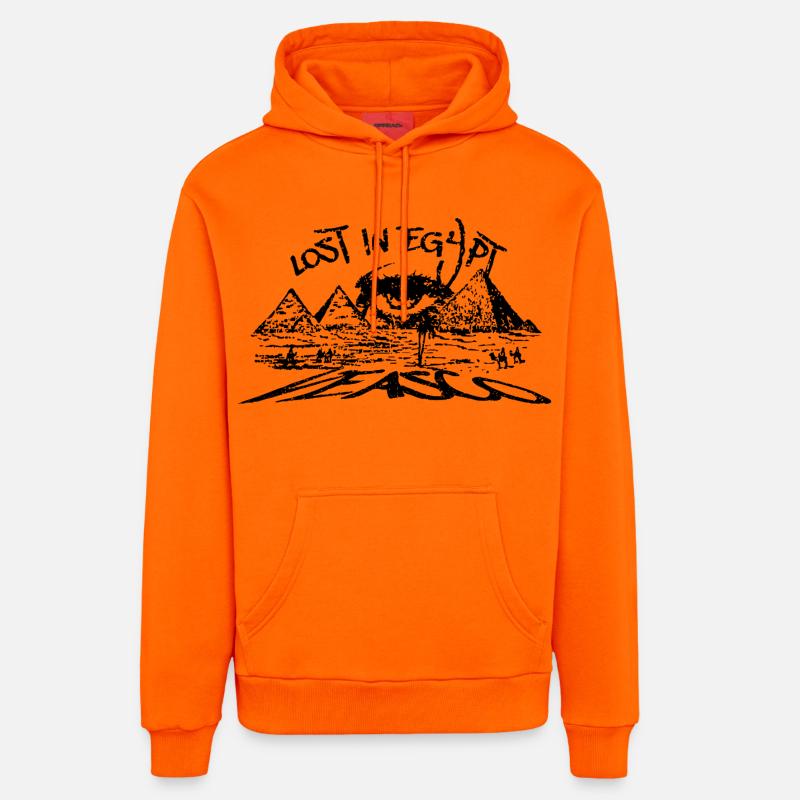 Perdu en Égypte - Sweat à capuche bio décontracté fabriqué en UE - SUNSET ORANGE