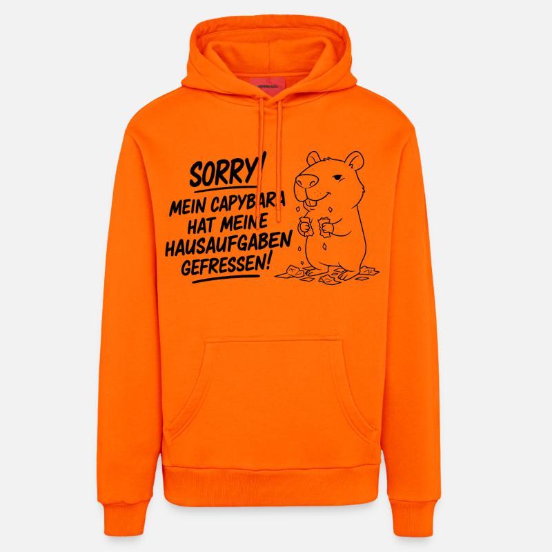 Pardon! Capybara a mangé mes devoirs - Sweat à capuche bio décontracté fabriqué en UE - SUNSET ORANGE