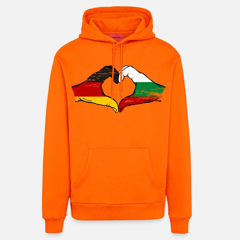 Cœur du drapeau Allemagne Bulgarie - Sweat à capuche bio décontracté fabriqué en UE - SUNSET ORANGE