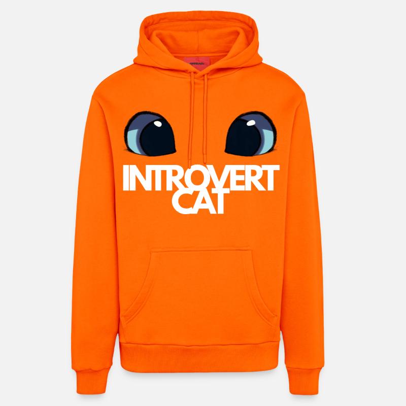 Chat Introvert Yeux Bleus - Sweat à capuche bio décontracté fabriqué en UE - SUNSET ORANGE
