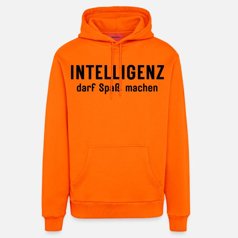 Intelligence can be fun Statement Design - Organic Relaxed Hoodie Made in EU - SUNSET ORANGE