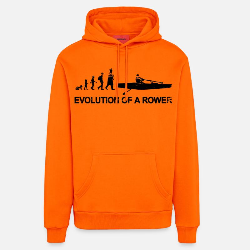Évolution des rameurs - Sweat à capuche bio décontracté fabriqué en UE - SUNSET ORANGE