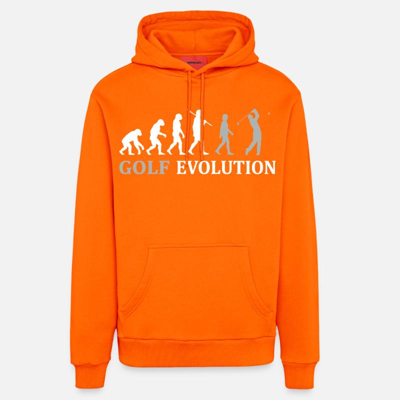 Golf Evolution – Das perfekte Golfer Geschenk - Organic Relaxed Hoodie Made in EU - SUNSET ORANGE