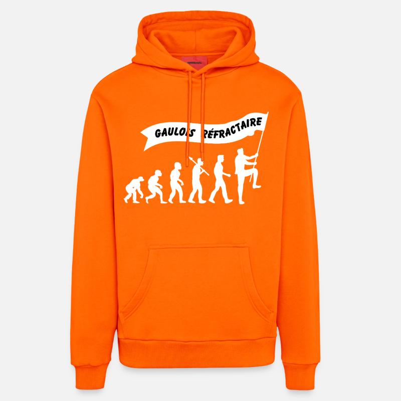 Evolution du gaulois réfractaire - Sweat à capuche bio décontracté fabriqué en UE - SUNSET ORANGE