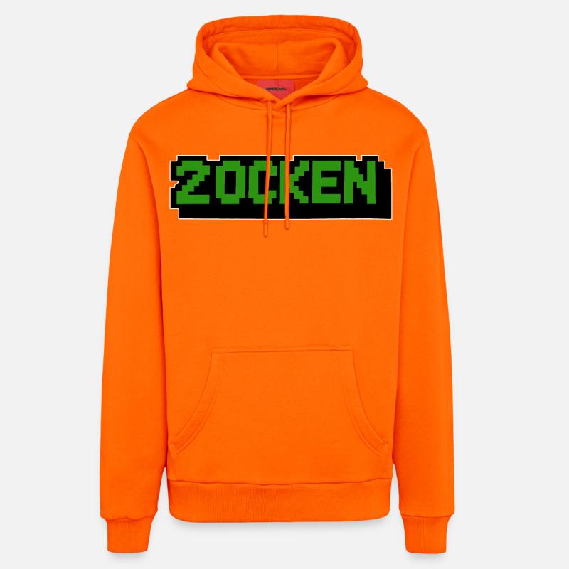 Lettering Zocken Retro Computer - Sweat à capuche bio décontracté fabriqué en UE - SUNSET ORANGE