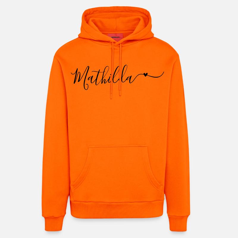 Mathilda Prénom décoratif - Sweat à capuche bio décontracté fabriqué en UE - SUNSET ORANGE