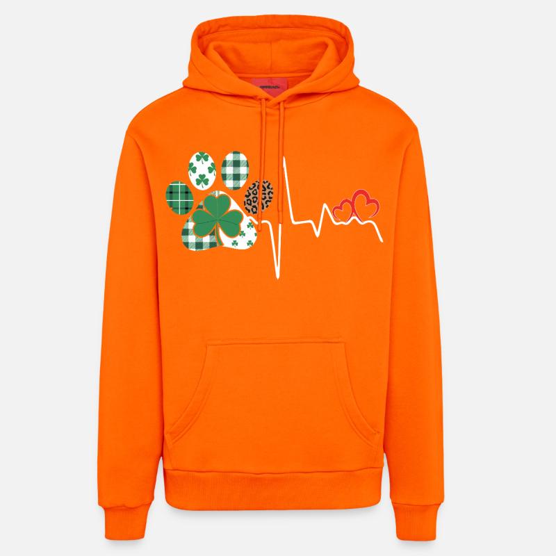 Mélange de motif cœur de trèfle - Sweat à capuche bio décontracté fabriqué en UE - SUNSET ORANGE