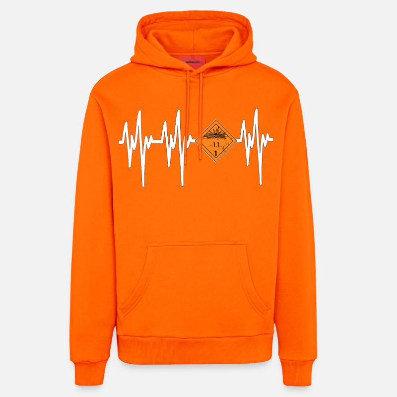 Danger Pyro Battement de Cœur - Sweat à capuche bio décontracté fabriqué en UE - SUNSET ORANGE