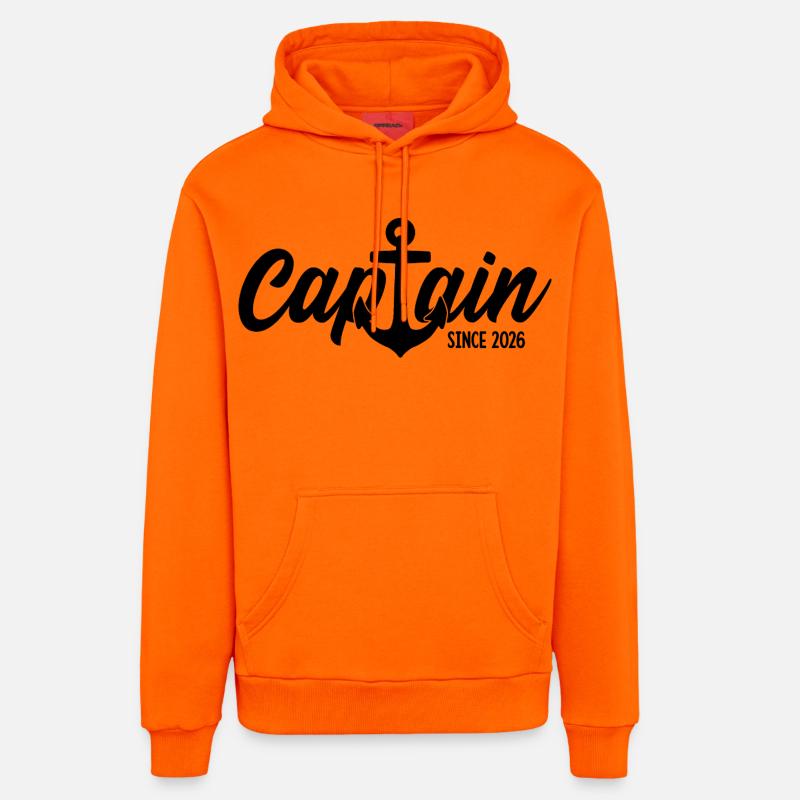 CAPITAINE 2026 CAPITAINE DEPUIS 2026 - Sweat à capuche bio décontracté fabriqué en UE - SUNSET ORANGE