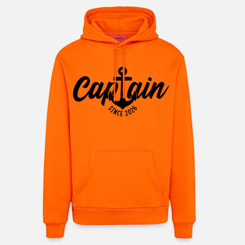 CAPITAINE DEPUIS 2026 - Sweat à capuche bio décontracté fabriqué en UE - SUNSET ORANGE