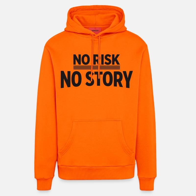 AUCUN RISQUE SANS HISTOIRE Déclaration d’aventure - Sweat à capuche bio décontracté fabriqué en UE - SUNSET ORANGE