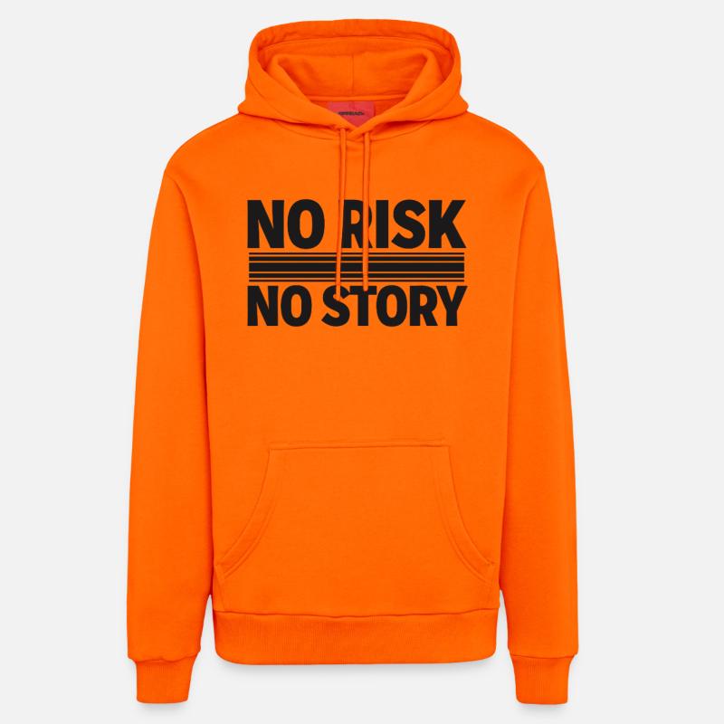 AUCUN RISQUE SANS HISTOIRE Déclaration d’aventure - Sweat à capuche bio décontracté fabriqué en UE - SUNSET ORANGE