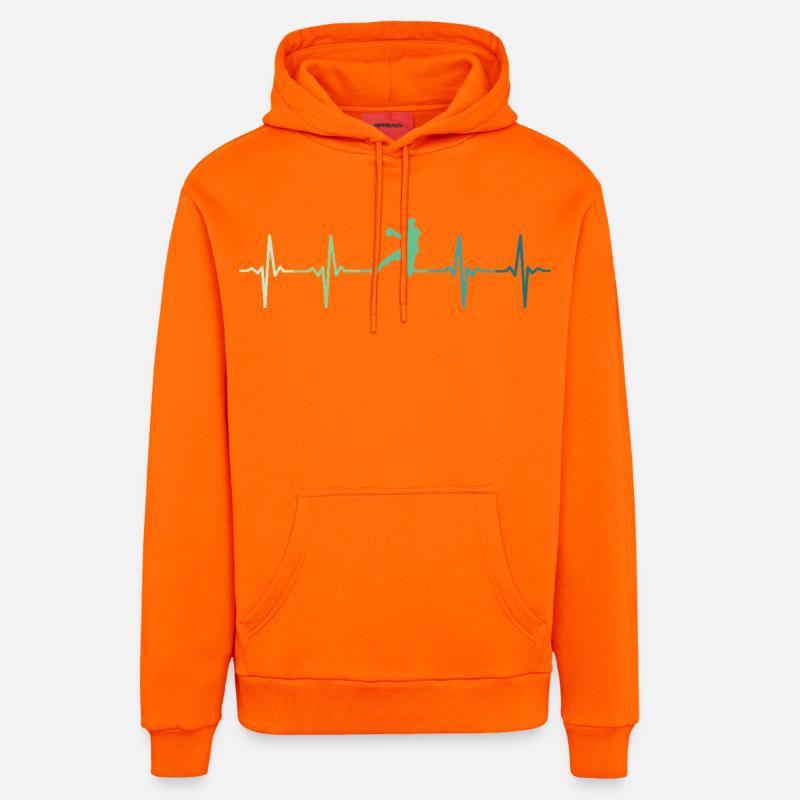 Handball battement de coeur handball  - Sweat à capuche bio décontracté fabriqué en UE - SUNSET ORANGE