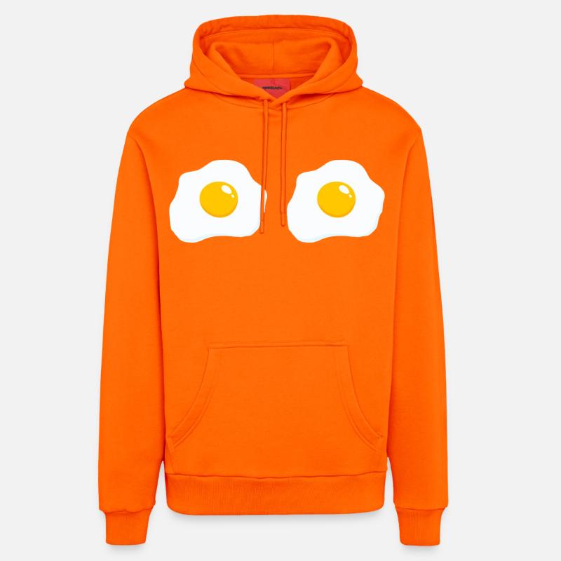 Dessin animé Double Miroir Egg - Sweat à capuche bio décontracté fabriqué en UE - SUNSET ORANGE