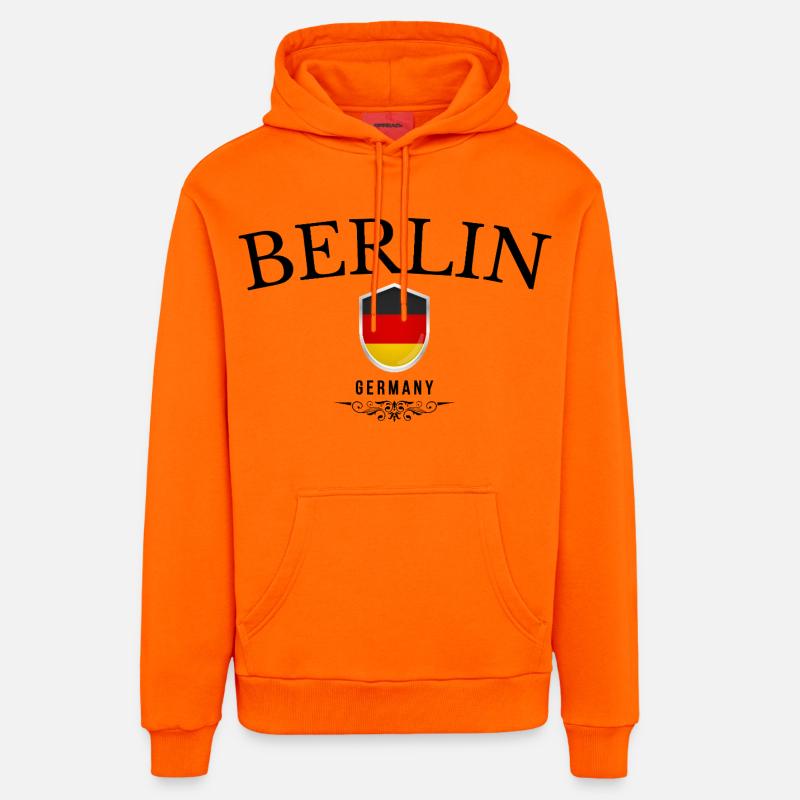 Berlin souvenir, design élégant Berlin - Sweat à capuche bio décontracté fabriqué en UE - SUNSET ORANGE
