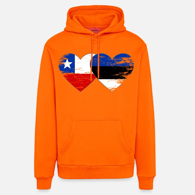 Chile_Litauen_Flagge_Herz_used - Sweat à capuche bio décontracté fabriqué en UE - SUNSET ORANGE