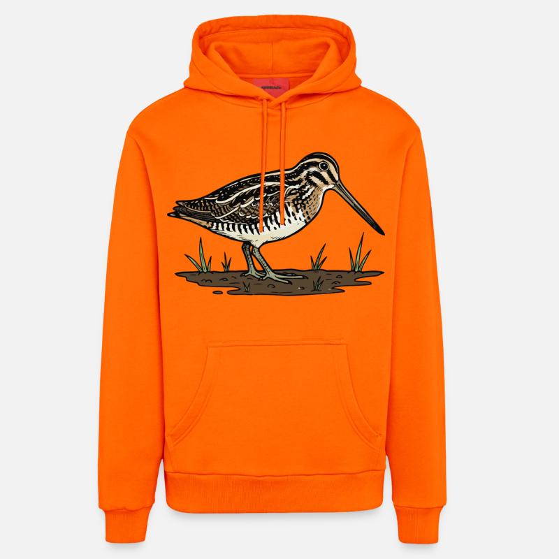Bécassine Marais Snipe Camouflage Oiseau - Sweat à capuche bio décontracté fabriqué en UE - SUNSET ORANGE