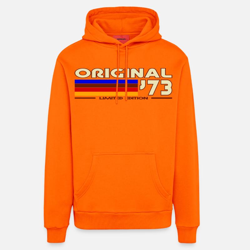 1973 - Sweat à capuche bio décontracté fabriqué en UE - SUNSET ORANGE