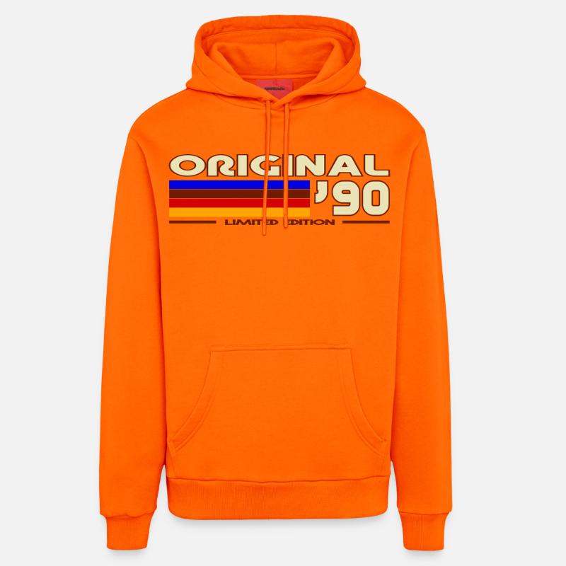 1990 - Sweat à capuche bio décontracté fabriqué en UE - SUNSET ORANGE