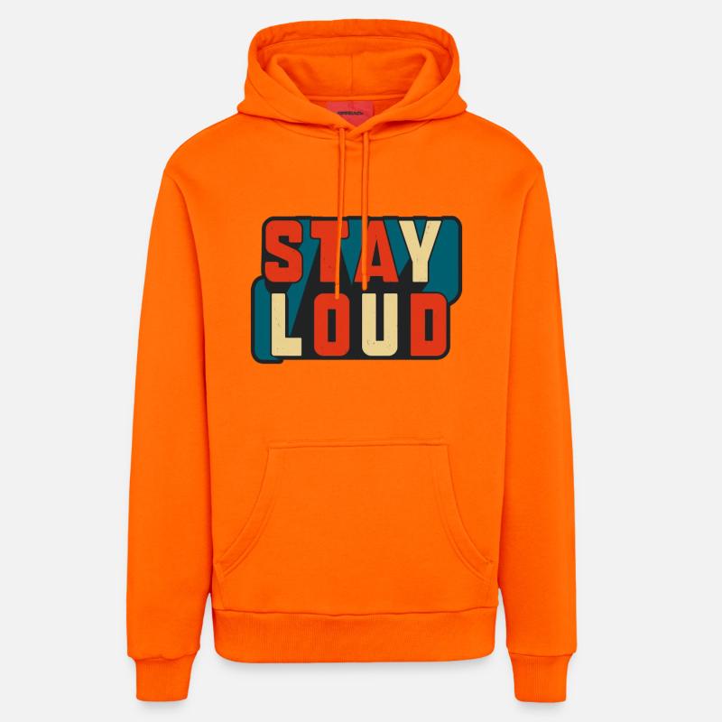 Reste bruyant Texte rétro de blocs - Sweat à capuche bio décontracté fabriqué en UE - SUNSET ORANGE