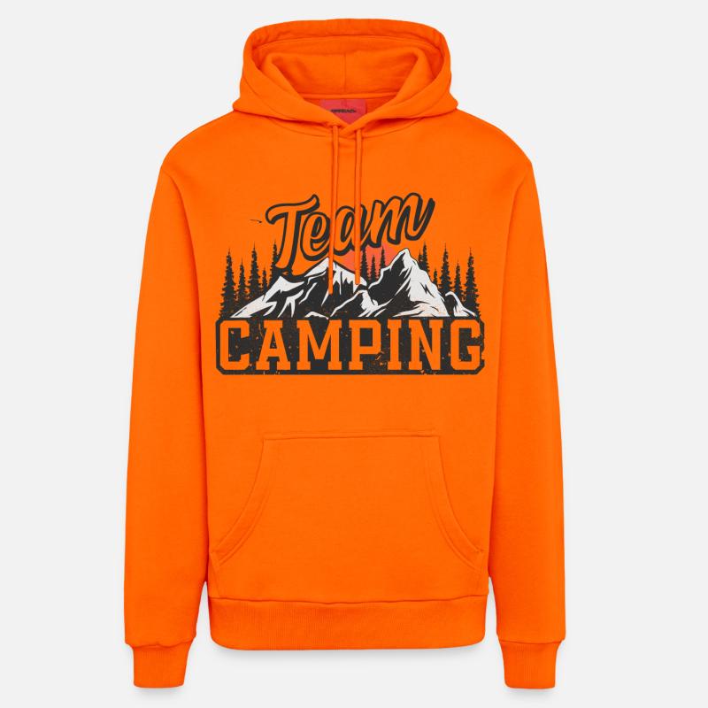 Équipe Camping - Sweat à capuche bio décontracté fabriqué en UE - SUNSET ORANGE