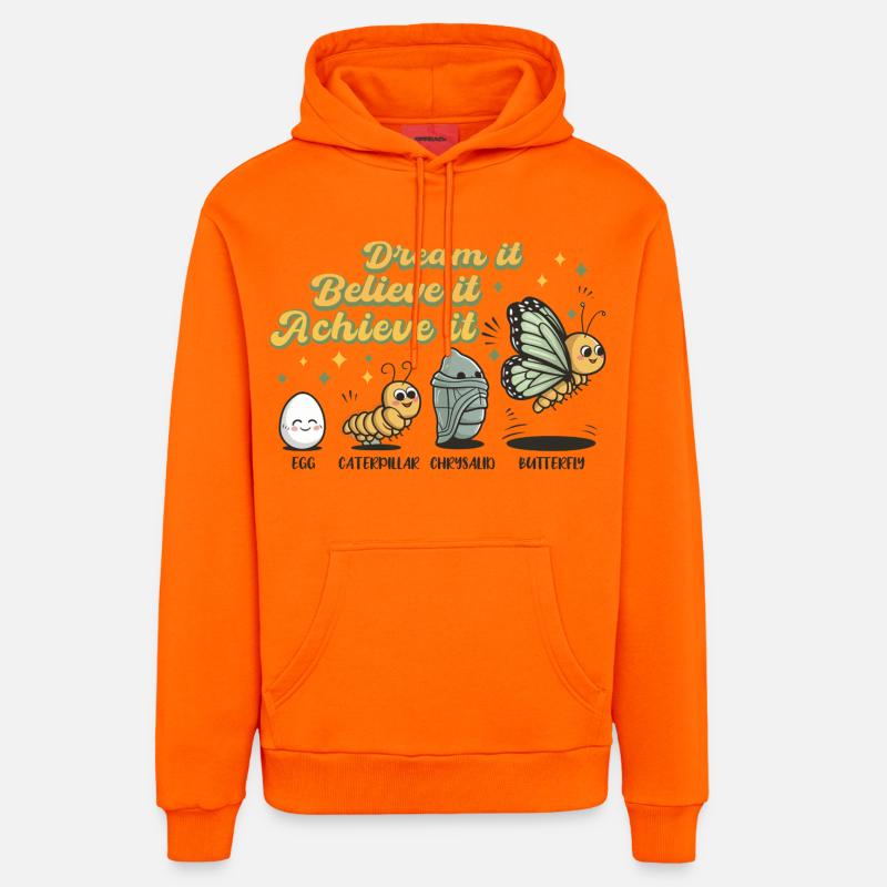 Chenille Schmetterling Schule Evolution Geschenk - Organic Relaxed Hoodie Made in EU - SUNSET ORANGE