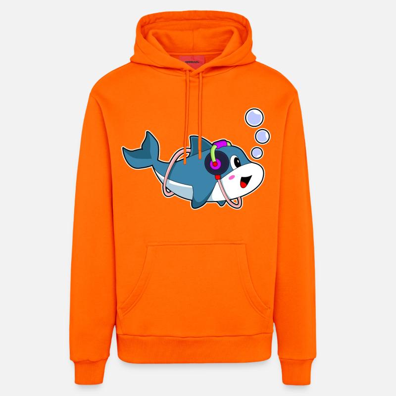 Dolphin Headphones Musique - Sweat à capuche bio décontracté fabriqué en UE - SUNSET ORANGE