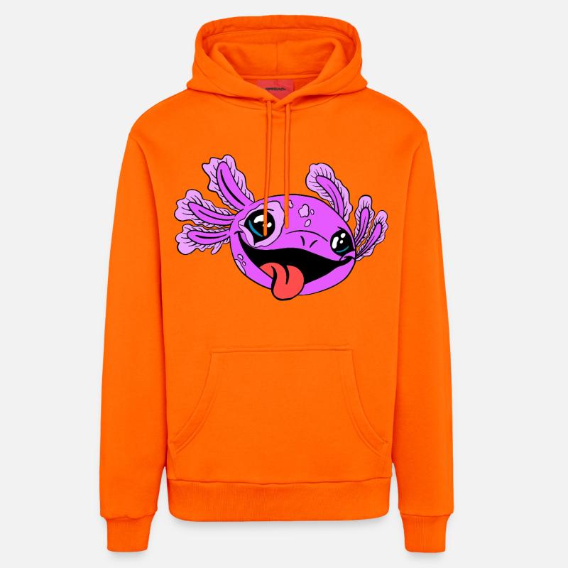 Axolotl coquin à la langue - Sweat à capuche bio décontracté fabriqué en UE - SUNSET ORANGE