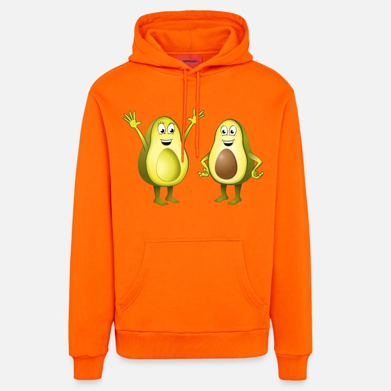 Image de deux avocats joyeux - Sweat à capuche bio décontracté fabriqué en UE - SUNSET ORANGE