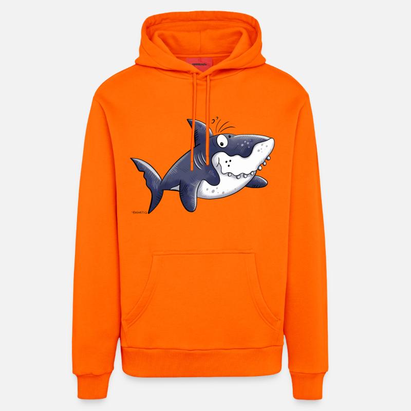 Requin comique - Sweat à capuche bio décontracté fabriqué en UE - SUNSET ORANGE