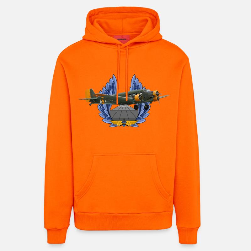 Ju-52 - Sweat à capuche bio décontracté fabriqué en UE - SUNSET ORANGE